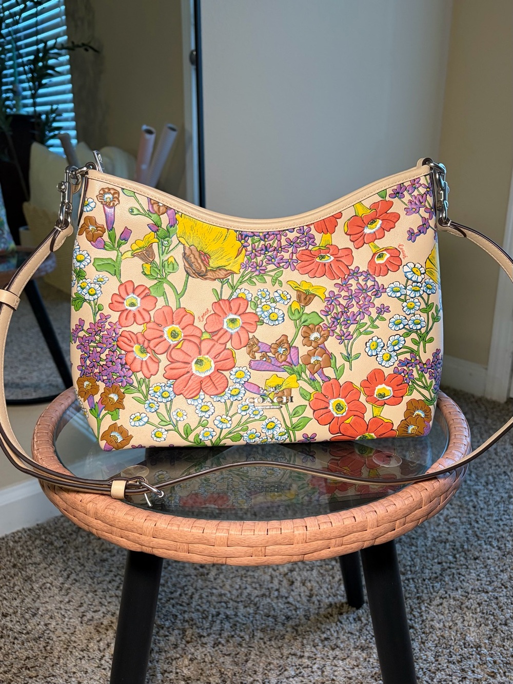 Coach Laurel Ivory Floral Crossbody Bag